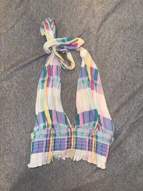 Pastel Plaid Halter Crop Top